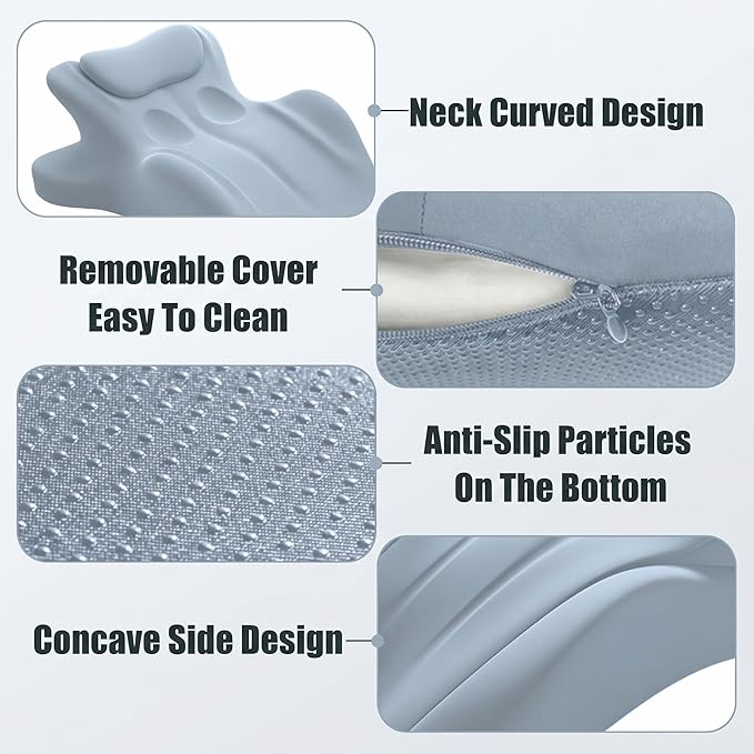 Contoured Support Pillows Ergonomic Memory Foam Wedge Pillow, 27° Angled Support for Waist and Neck, Multi-Position Support Pillow (Blue)