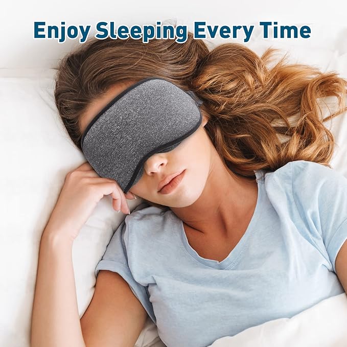 ZGGCD Sleep Mask, 100% Blackout Sleeping Mask for Side Sleeper, 3D Contoured Eye Mask for Women Men, Night Blindfold with Adjustable Strap, Soft Comfortable Eye Cover with Travel Pouch and Earplugs