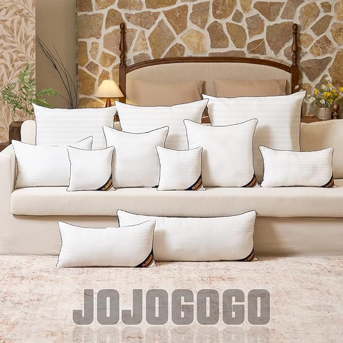 JOJOGOGO 12x12 Mini Tiny Pillow Insert Set of 2, 12 x 12 White Small Decorative Square Pillow Insert for Couch Sofa, 12x12 Synthetic Down Alternative Craft Pillows for Handmade Gifts