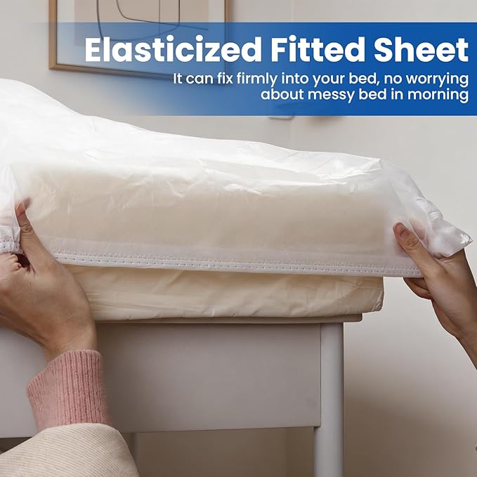 2 Pack Disposable Bed Sheets Fitted Sheet Queen Size, Disposable Travel Sheet for Hotel with Quilt Cover and Pillowcase,Disposable Sheets for Travel
