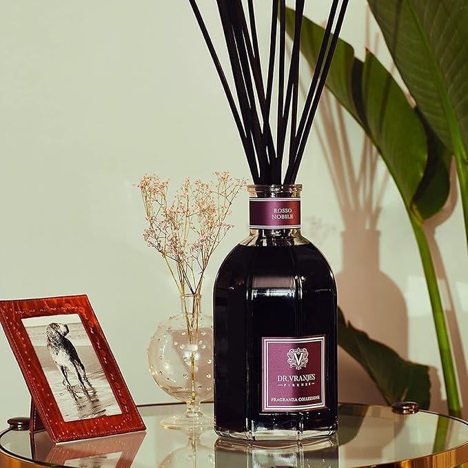 Dr. Vranjes - Rosso Nobile 5000 ml + Double Pack of Black Sticks (3 Pieces Bundle) - Luxury Home Fragrance, Made in Italy, Main Scent Fruity: Orange, Strawberry and Red Berries, Birch