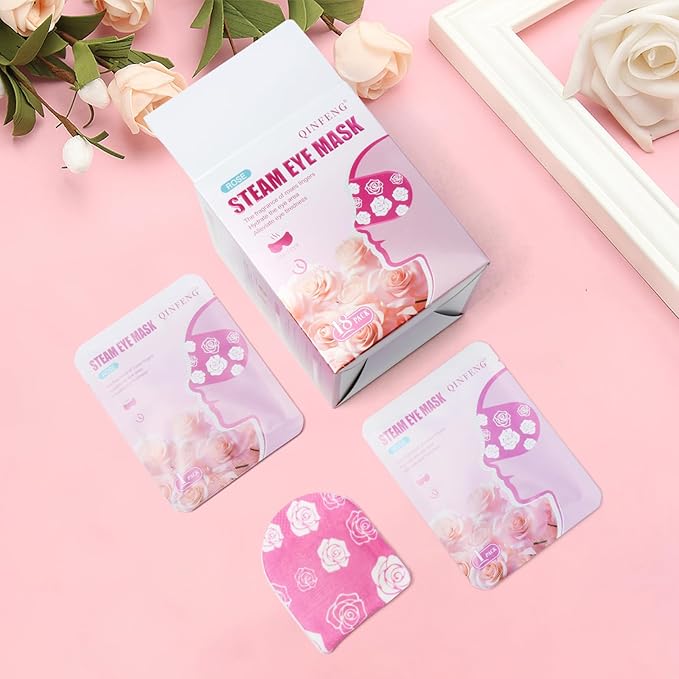 18 Packs Steam Eye Mask for Dry Eyes Self Heating Masks Cornea Care Rest Disposable SPA Warm Compress,Eye Mask for Sleep,Stye Eye Treatment,Reduce Eye Fatigue Travel Essentials(Rose)