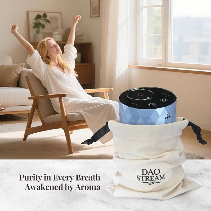 Waterless Essential Oil Diffuser - Portable Aromatherapy Scent Machine with 3 Mist Modes, 72Hr Battery, Quiet Operation for Home Office Car, Ice Blue
