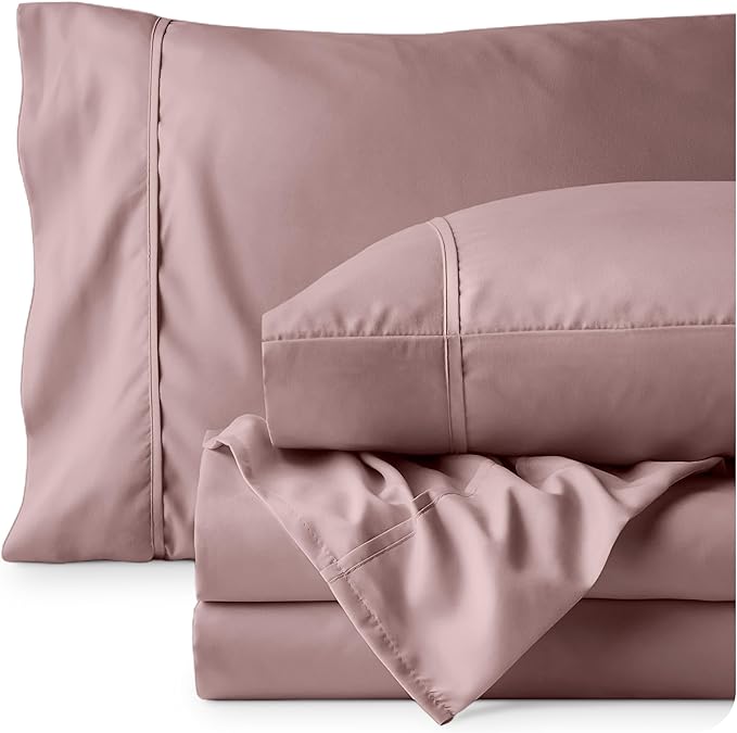 Bare Home Full Sheet Set - 1800 Ultra-Soft Microfiber Full Bed Sheets - Double Brushed - Deep Pockets - Easy Fit - 4 Piece Set - Bedding Sheets & Pillowcases (Full, Mauve)