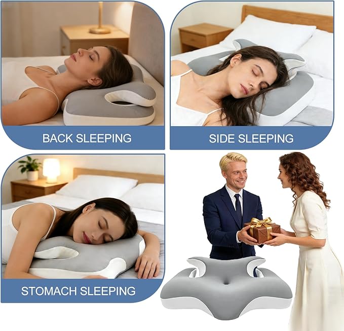 dosun 2 Pack Ergonomic Memory Foam Cervical Pillow, Adjustable Breathable Neck Pillow, Odorless Patented Orthopedic Pillow for Side Back Stomach Sleepers