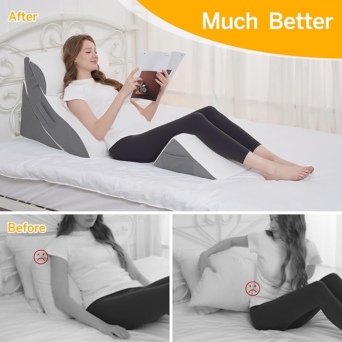 Wedge Pillow Set for After Surgery – 4PCS Orthopedic Bed Wedge Pillows for Sleeping – Adjustable Memory Foam Triangle Support for Back Pain Relief, Acid Reflux & Recovery (White)