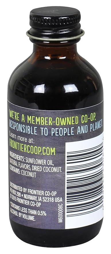 Frontier Co-op Coconut Flavor, Non-Alcoholic, 2 ounce bottle (Pack of 2)