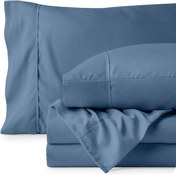 Bare Home Twin XL Sheet Set - 1800 Ultra-Soft Microfiber Twin Extra Long Bed Sheets - Double Brushed - Deep Pockets - Easy Fit - 3 Piece Set - Bedding Sheets & Pillowcases (Twin XL, Coronet Blue)