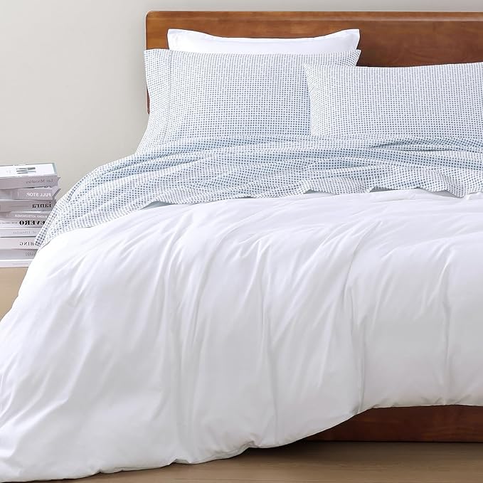 LANE LINEN 100% Organic Cotton Printed California King Size Bedding Sheets & Pillowcases Set -Soft & Comfy Breathable Percale Sheet Seasons, 15" Deep Pocket Printed Cal King Sheet - Polka Dot