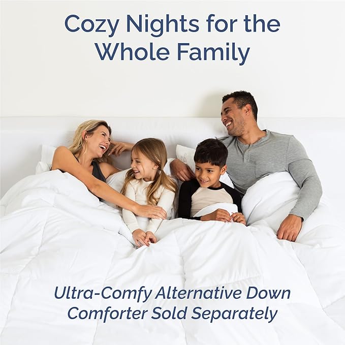 Full 6 Piece Sheet Set - Comfy, Breathable & Cooling - Soft Hotel Luxury Bedding for Women, Men, Kids, Teens and Children - 1 Flat & 1 Fitted Sheet & 4 Pillowcases with Deep Pockets - Heathered Blue