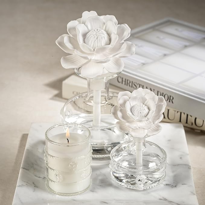 Zodax Grand Casablanca Porcelain Oil Diffuser - 6.76 oz -Magnolia Petals