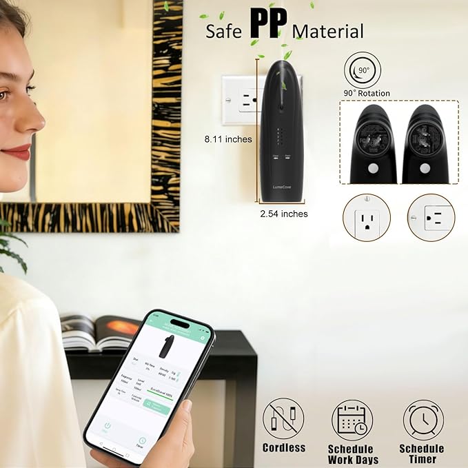 Plug in Waterless Essential Oil Diffuser Smart App & Bluetooth Control Scent Machine Home Fragrance Atomizer, White