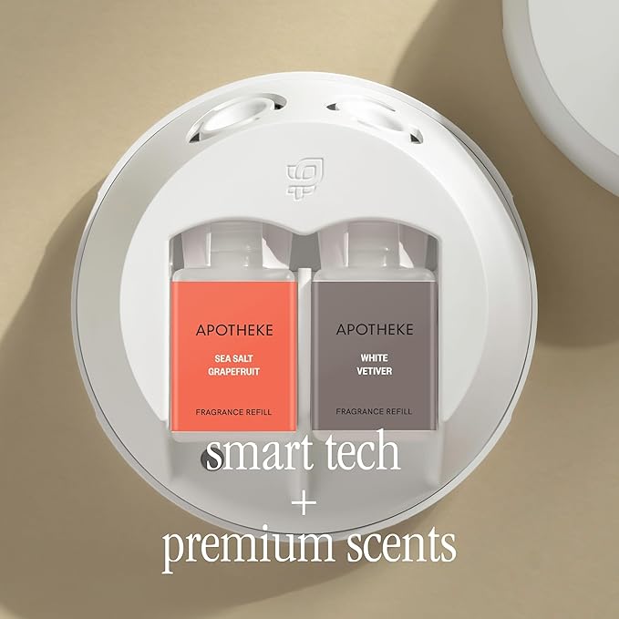 Pura Smart Home Fragrance Device Starter Set - Pura 4 - Scent Diffuser for Home - Includes Fragrance Aroma Diffuser - Rectangle Box, Sea Salt Grapefruit and White Vetiver Scent Refills
