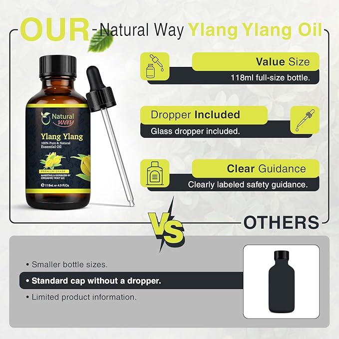 Ylang Ylang Essential Oil for Diffusers | Natural Aroma Oil for Home Fragrance, Humidifier & DIY Candle Making, Long Lasting Scent for Office, Bedroom & Soothing Scent 4 Fl Oz (120 mL)