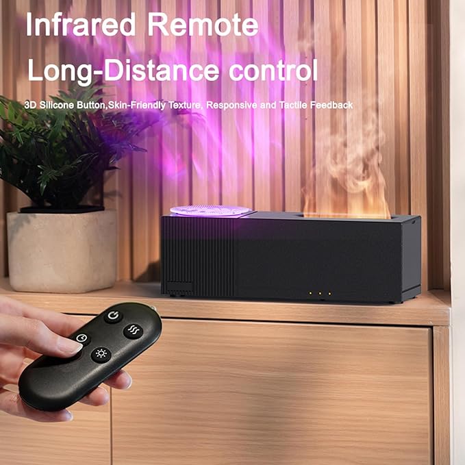 Flame Aroma Diffuser with Starry Sky Projection, Essential Oil Diffuser,150ml Humidifier with Remote Control,Timer,Waterless Auto Shut-Off for Home Office Bedroom