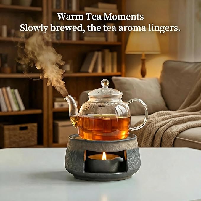 Zen Incense Burner Kit,Ceramic Aromatherapy Burner for Cedar Essential Oil Burner,Tea Light Teapot Warmer Candle Holder for Home Office Meditation Relaxation Decor