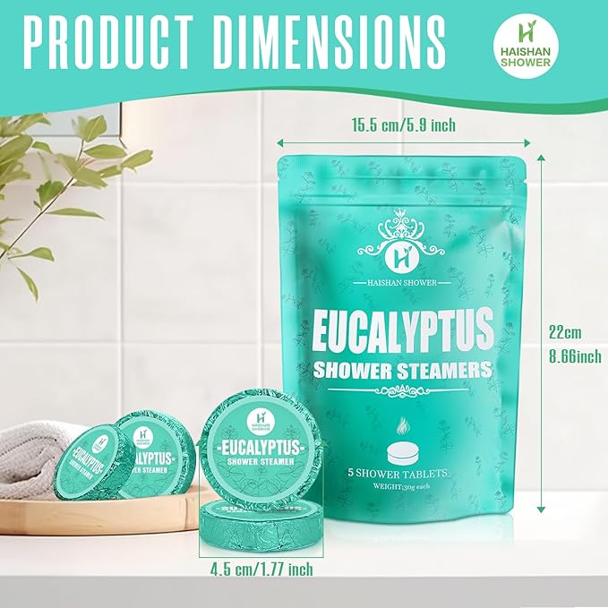 Shower Steamers Aromatherapy, Basket Set for Mothers Day Gifts for Mom, Organic Eucalyptus & Mint Essential Oil, 5-Pack Shower Bombs Birthday Gifts for Women Men, Teacher Appreciation Gifts for Wife