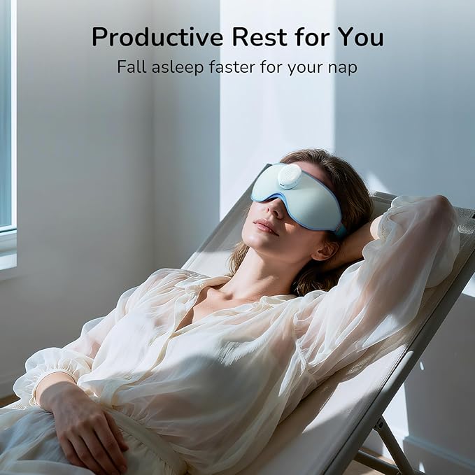 Housbay Sound Machine with Eye Mask for Sleeping, Nap & Bedroom, Blocks Snores & Prevents Early Wake-Ups for Light & Noise Sensitive Sleepers, Ice Blue
