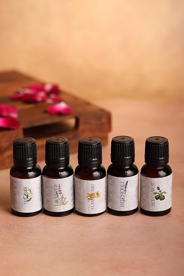 Amayah Essential Oils Set for Skin Glow & Self Care | Patchouli, Lavender & Botanical Oils for Face, Relaxation & Aromatherapy | Natural Skincare Oil Kit for Radiant Skin (Combo Pack 5)
