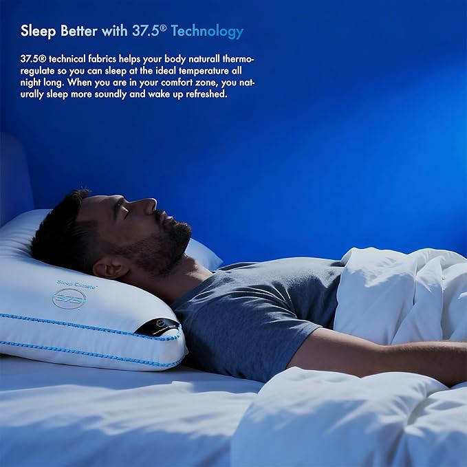 Sleep Climate 37.5® Temperature Regulating Hotel Bed Pillows King Size Set of 1, 300 Thread Count Down Alternative Pillow with 2” Gusset, Machine Washable for Side or Back Sleeper Pillows, 17"x 33"
