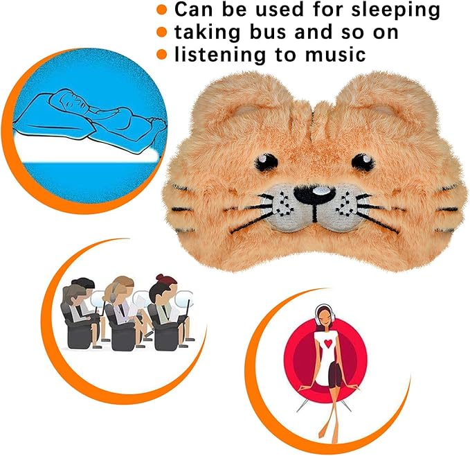 Cute Tiger Sleeping Mask, Soft Fluffy Plush Blindfold Funny Novelty Sleep Mask Eye Cover Eyeshade for Kids Girls Boys Women Night Nap Travel Meditation