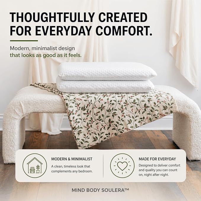 Thin Flat Memory Foam Pillow for Stomach Sleeping, Low Profile Back & Side Sleepers, 3-Inch Cooling Gel Pillow, Bamboo-Tencel Cover