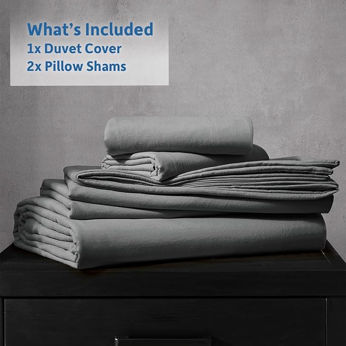 Nestl Grey Duvet Cover King Size - Soft Double Brushed King Duvet Cover Set, 3 Piece, with Zipper Closure, 1 Duvet Cover 104x90 inches and 2 Pillow Shams