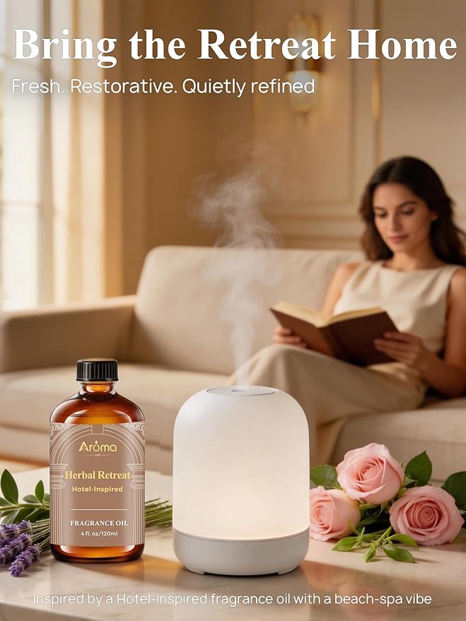 Herbal Retreat — a Hotel-Inspired Diffuser Oil with a Beach-Spa Vibe, Hotel Diffuser Oil for Diffuser for Home Fragrance Oil for Ultrasonic and Waterless Diffusers and Crafting