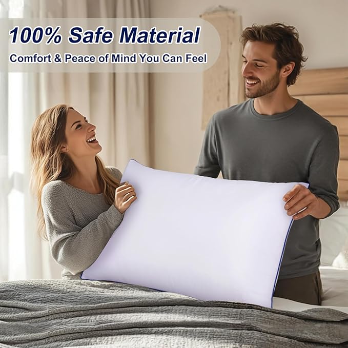 Favocama Pillows Queen Size Set of 4 Hotel Collection Bed Pillow for Sleeping Queen Pillows 4 Pack for Back, Stomach or Side Sleepers Soft and Supportive Washable Pillow for Bedroom
