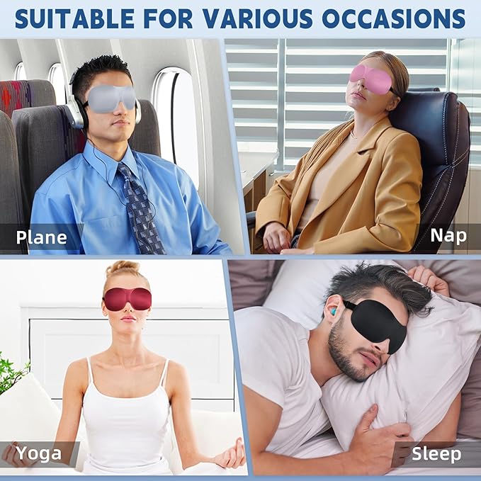 4-Pack Eye Masks for Sleep with Adjustable Strap Comfortable Sleep Masks for Women and Man Night Sleep, Travel, Nap Pink