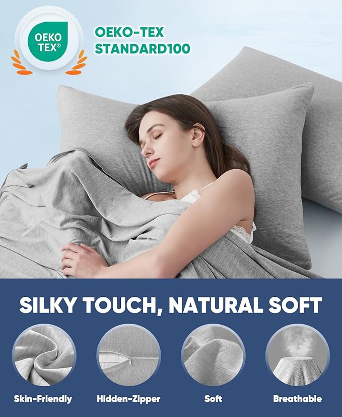 LUXEAR 2 Pack Cooling Pillow Cases for Hot Sleepers Queen Size, Arc-Chill Q-Max > 0.5, Hair & Skin Friendly, Double-Sided, Machine Washable, Hidden Zipper, Gifts for Women & Men, Gray