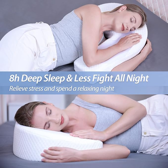 HOMCA Side Sleeper Pillows for Adults, Memory Foam U Shaped Pillows for Neck Pain Relief with Firm Support for Cervical Alignment, Cervical Neck Pillow for Side Sleepers (Upgraded Version)