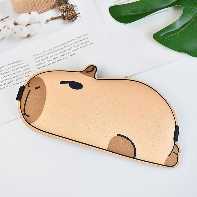 Cute Capybara Sleeping Mask Eye Mask Funny Animal 3D Contoured Sleep Mask Soft Breathable Blindfold Travel Eye Cover Eyeshade for Kids Adults Girls Boys Women Men (Capybara, Brown)
