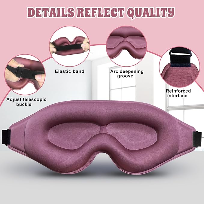 3D Advanced Eye Mask for Sleeping,Ultra Delicate Soft Skin Friendly Eye mask,100% Blackout Sleep Eye Mask for Sleep, Eyelash Extension Sleep mask (Blue+Pink)