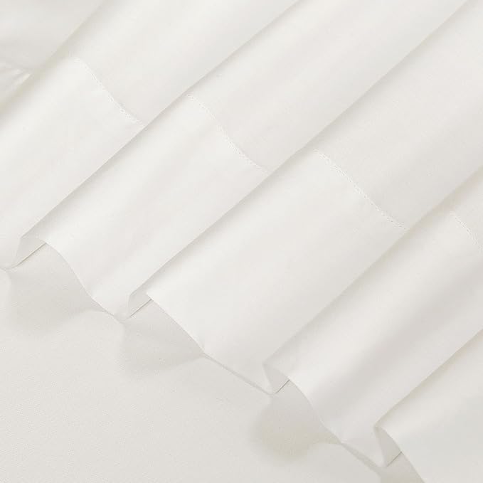 ROYALE LINENS Bamboo Viscose Queen Sheet Set - Cooling Bed Sheet Set - 1 Fitted, 1 Flat & 2 Pillowcase - Fits Up to 16" - Organic Viscose Derived from Bamboo - Bedding Sheet Set (Queen, Bright White)