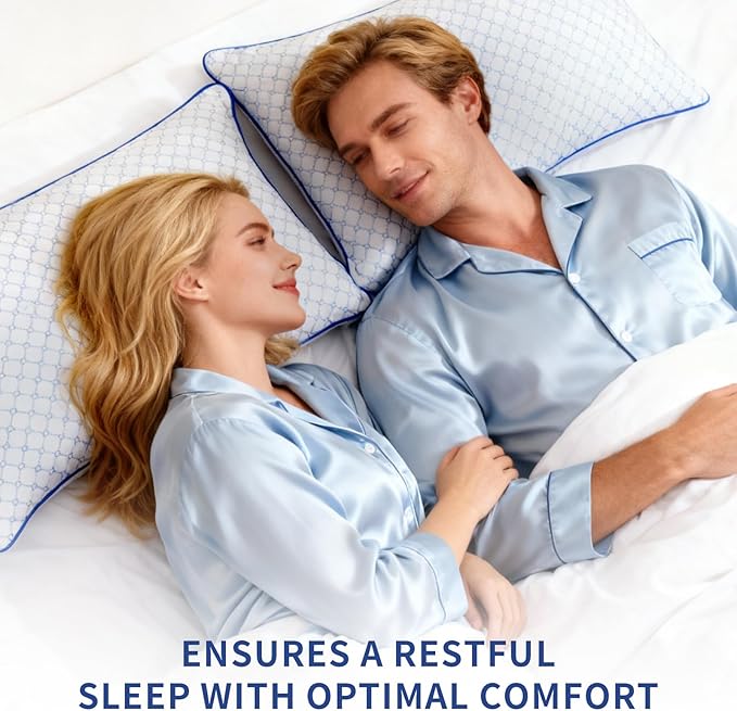 Bed Pillows Standard Size Set of 2 for Sleeping, Soft and Supportive Bed Pillows with Memory Foam Filling for Side and Back Sleepers, Neck Supportive-Standard Size, 2 Pack