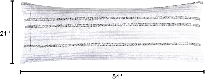 Elegant Comfort Ultra Soft 1-Piece Set Striped Print Pillowcases - 1500 Premium Hotel Quality Microfiber, Soft and Smooth Hidden Zipper Closure 1-Piece Pillow Covers - Body Pillowcase, Traci Gray