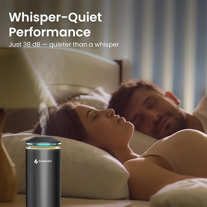 GentleJet MajesticMist Waterless Essential Oil Diffuser for Large Room (1000 sq ft), Cold Air Nebulizing Scent Machine, Rechargeable, Wireless Charging Base, Quiet Aluminum, Remote Control