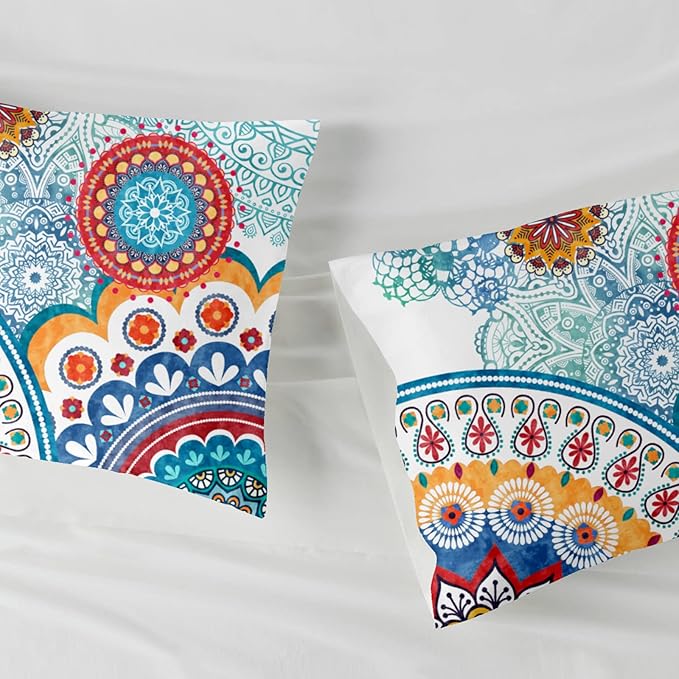 YIYEA Pillow Cases Queen Size Set of 2, Ultra Soft Double Brushed Microfiber Pillowcases Queen, Boho Bed Pillow Covers, Fade Resistant, Easy Slip-On (20"x30")