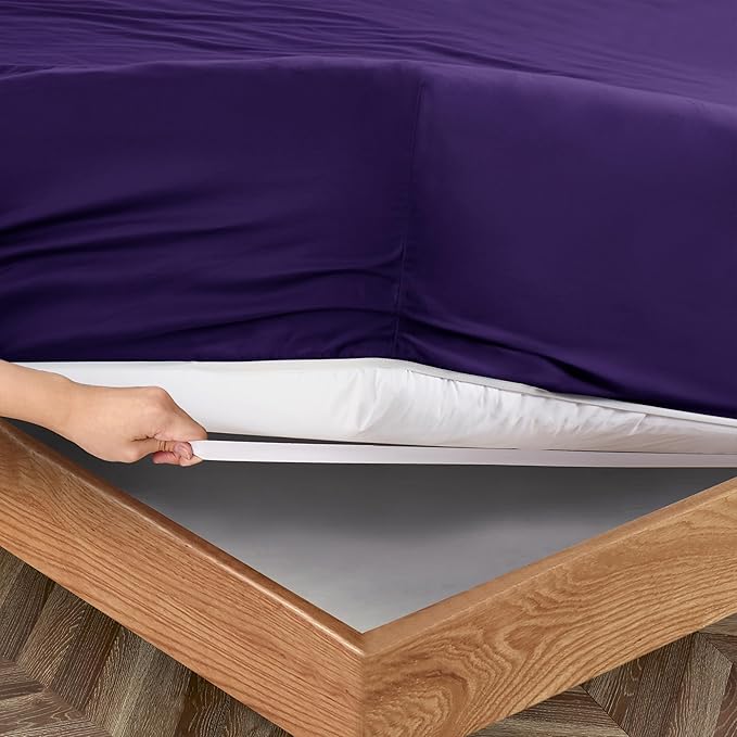 Manyshofu Extra Deep Pocket Full Size Sheets Set - Hotel Luxury 1800 Thread Count Sheets & Pillowcases - Kids Bedding Set up to 24" Mattress - Purple Bed Sheets 18-24 Inch Deep Pockets - 4 Piece
