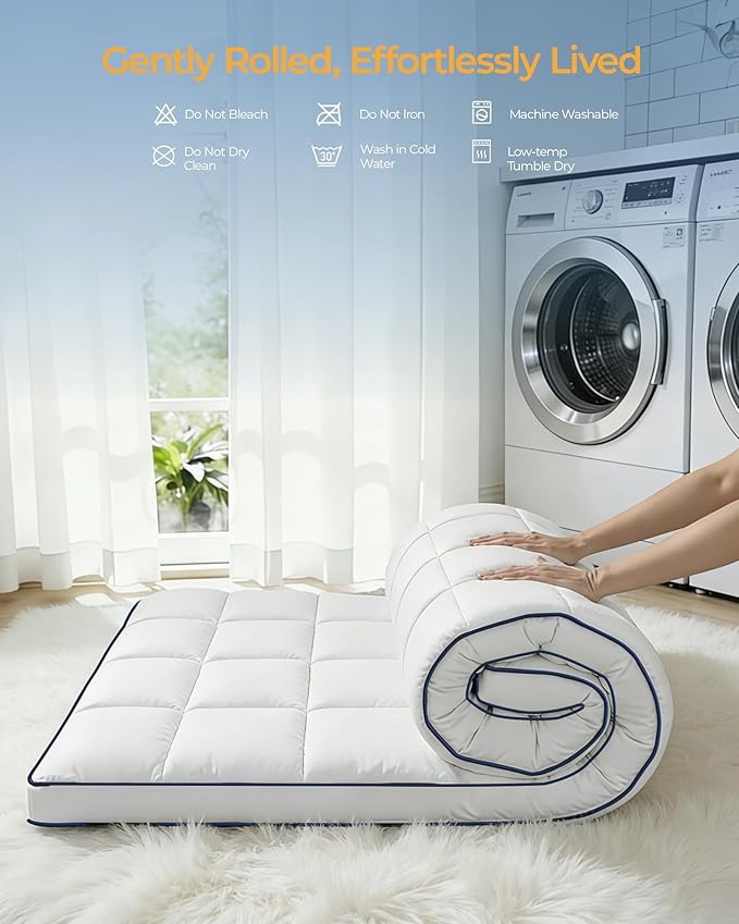 KAYFIA Cal King Mattress Topper,Extra Thick Mattress Pad Cover for Deep Sleep,3D+7D Snow Down Alternative Fill Overfilled Plush Pillow Top with 8-23 Inch Deep Pocket-White