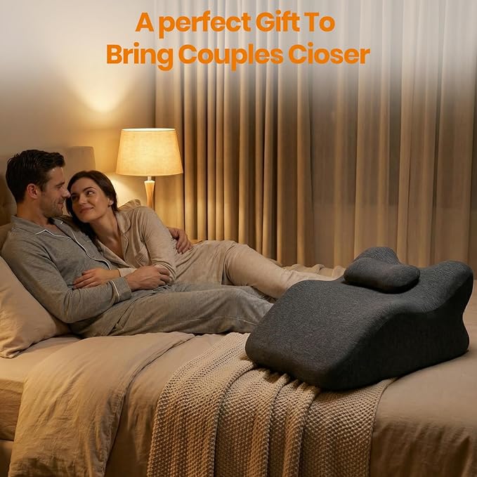 Memory Foam Ergonomic Wedge Pillow for Sleeping, Acid Reflux & Snoring Relief, 27°Angle Perfect Position Wedge Pillow with Washable Cover, Comfort Support for Waist, Neck & Back