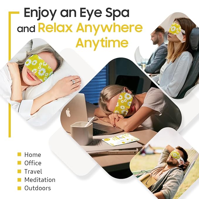 BeHoomi 30Packs Steam Eye Mask, Heated Eye Mask Warm Compress for Eyes, Self Heating Disposable Steam Mask for Home Sleep, Spa, Travel Essentials & Relaxation Gifts, Mothers Day Gifts (Chamomile)