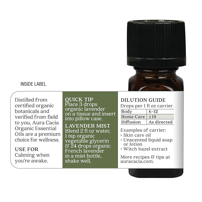 AURA CACIA Organic French Lavender, 0.25 FZ