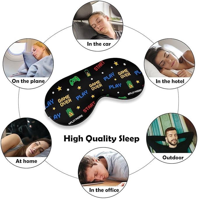Kids Sleep Mask Game Video Games Boys Sleep Eye Mask Blindfold with Adjustable Strap Soft Eye Mask Sleep for Blocking Out Lights Game Room Decor
