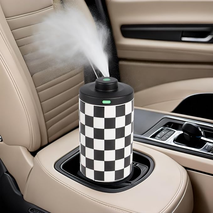 Waterless Diffuser for Essential Oils Battery Operated Nebulizer,Mini Portable Whisper Quiet Scent Air Machine with 3 Mist Settings for Home,Cars,Office (White and Black Ceramic)