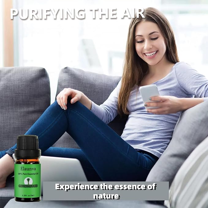 Essential Oils Set,100% Pure Natural,4 Scents(Peppermint/Rosemary/Lemongrass/Lavender),for Aromatherapy and Home Fragrance,Aroma Therapy Oil,Gift for Christmas Gifts (0.33Fl Oz*4, Grass Set)