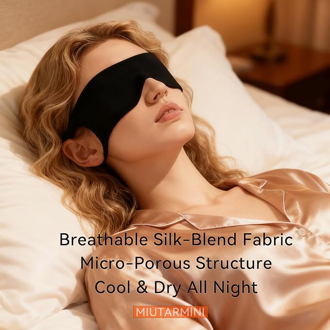 Ultra-Thin Sleep Mask for Travel & Outdoor, 0.3mm & 5g, Breathable Total Blackout Eye Mask, 99.7% Sun Blockout with Portable Leather-Feel Pouch for Beach, Camping, Flights & Office Nap (BLACKk)