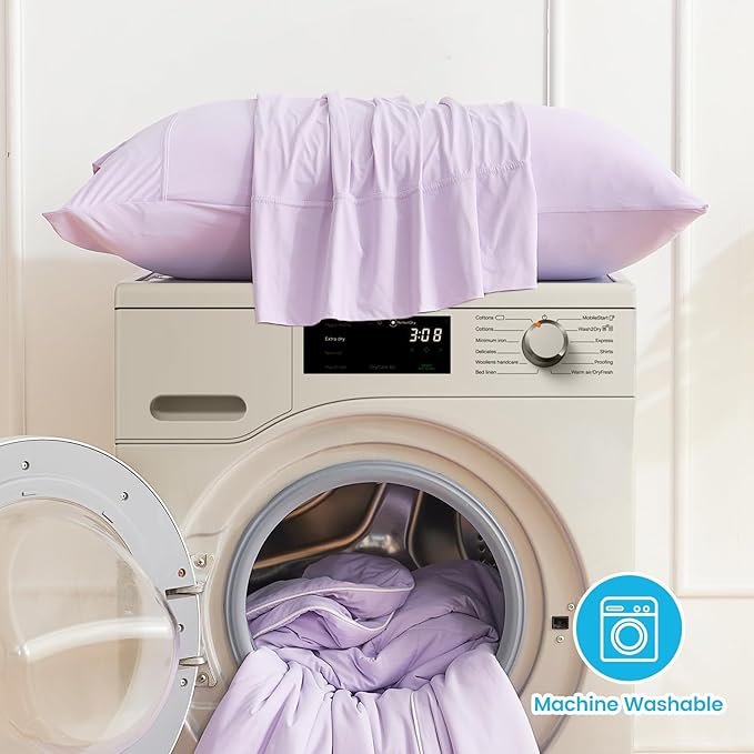 Cozy Bliss Cooling Pillow Cases for Hot Sleepers, Q-Max>0.45, Queen Size Set of 2, Soft & Silky Pillow Covers with Envelope Closure,Gift, Purple, 20x30 Inches
