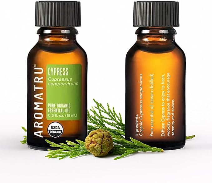 AromaTru Elevate Essential Oil Kit – Indian Frankincense, Balsam Fir, Juniper, and Cypress – Organic & Wildcrafted – ISO Certified – No Synthetic Fillers – Ethically Sourced